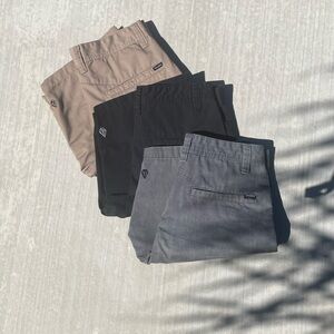 Set of 3 Men's Casual Pants Set - Black, Gray, Tan